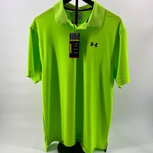 Under Armour Mens HeatGear Golf Polo Shirt Neon Green Loose Fit Large